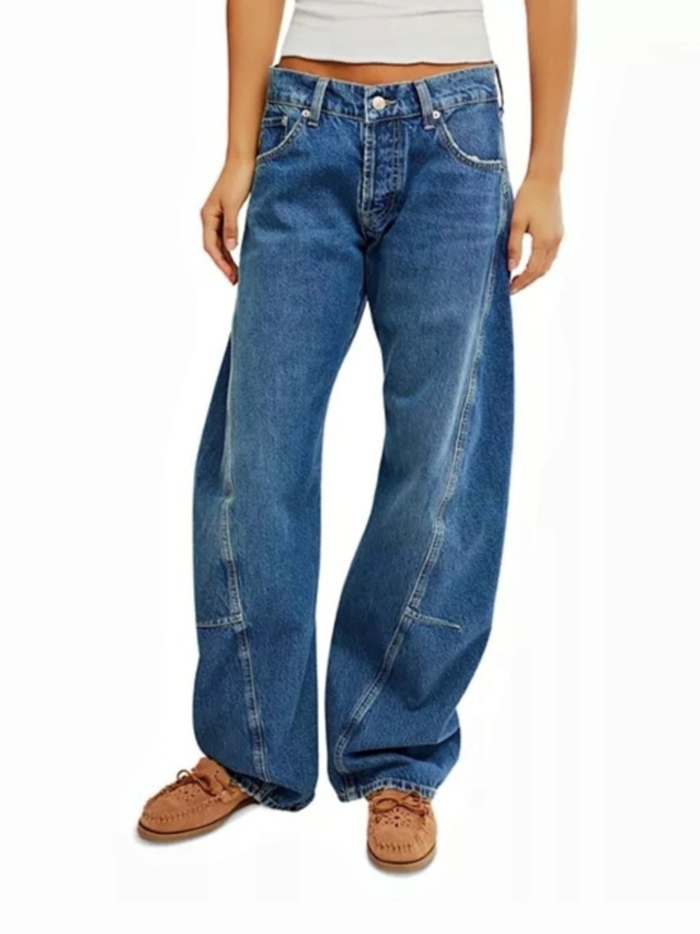 NWT We The Free Free People Fable Low Rise Twisted Wide Leg Jeans Size 25 Blue